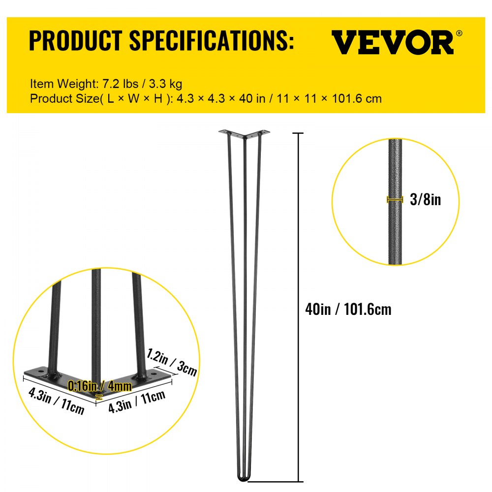 AMITOOLS Hairpin Table Legs 40