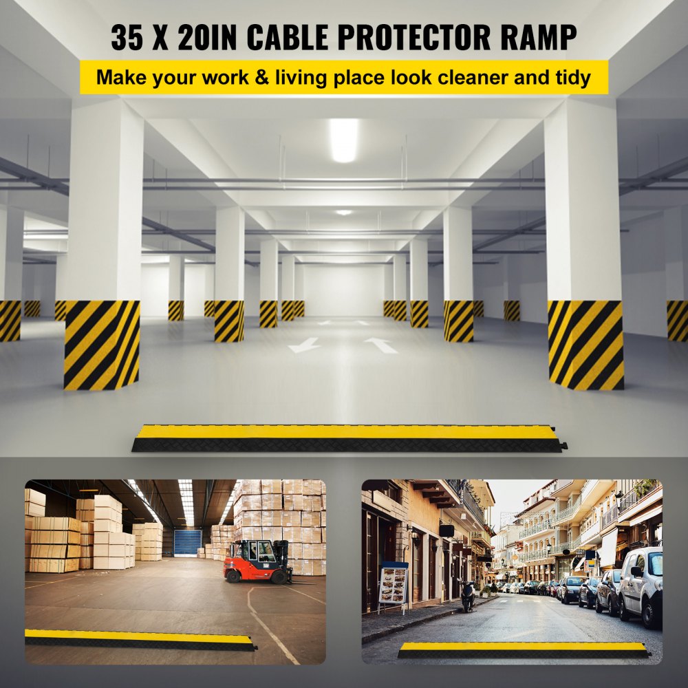 AMITOOLS 5 Channel Cable Protectors Extreme Rubber Cable Ramps Heavy Duty Protective Cable Wire Cord Ramp Driveway Rubber Traffic Speed Bumps Cable Protector (5-Channel, 1Pack-18000Lb)