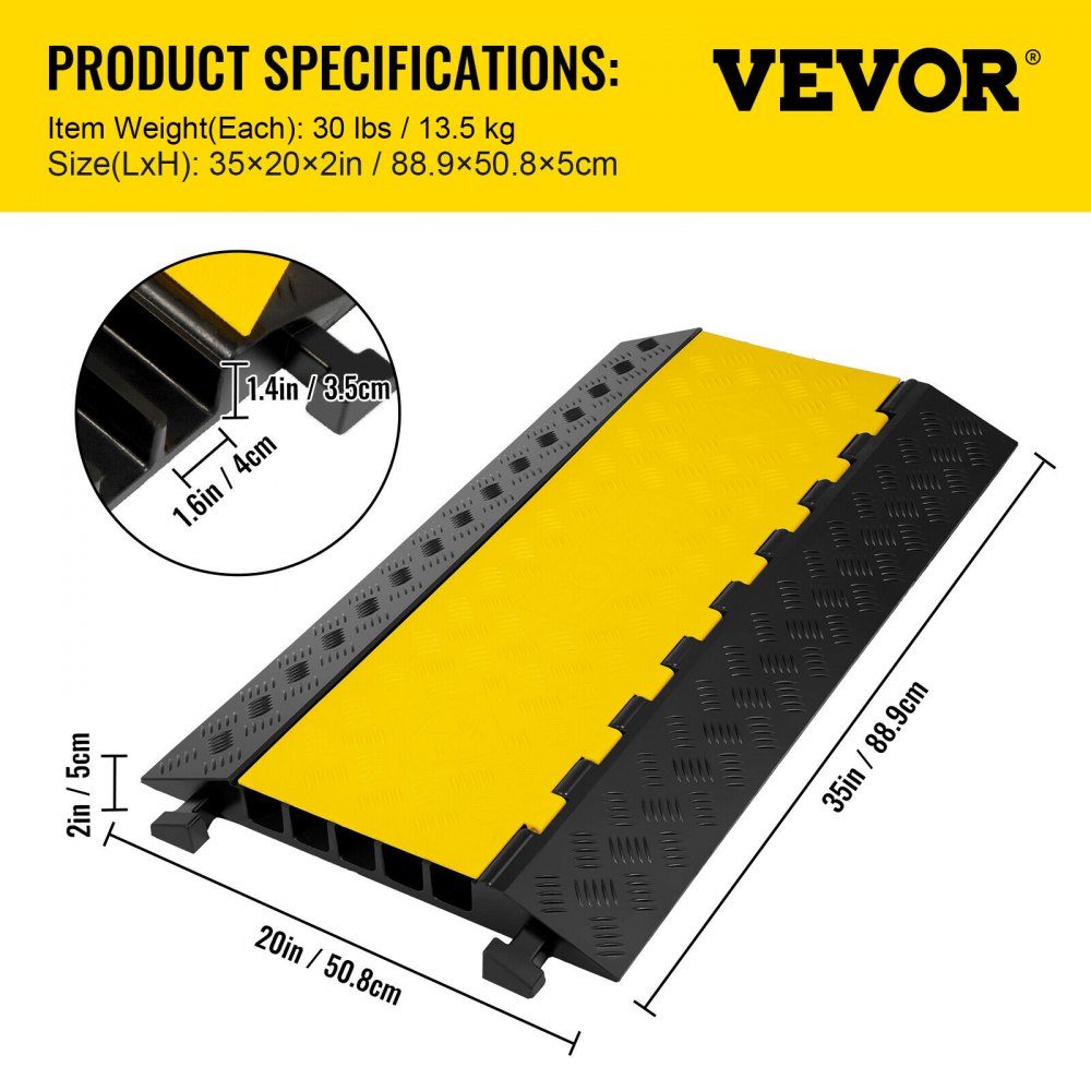 AMITOOLS 5 Channel Cable Protectors Extreme Rubber Cable Ramps Heavy Duty Protective Cable Wire Cord Ramp Driveway Rubber Traffic Speed Bumps Cable Protector (5-Channel, 1Pack-18000Lb)