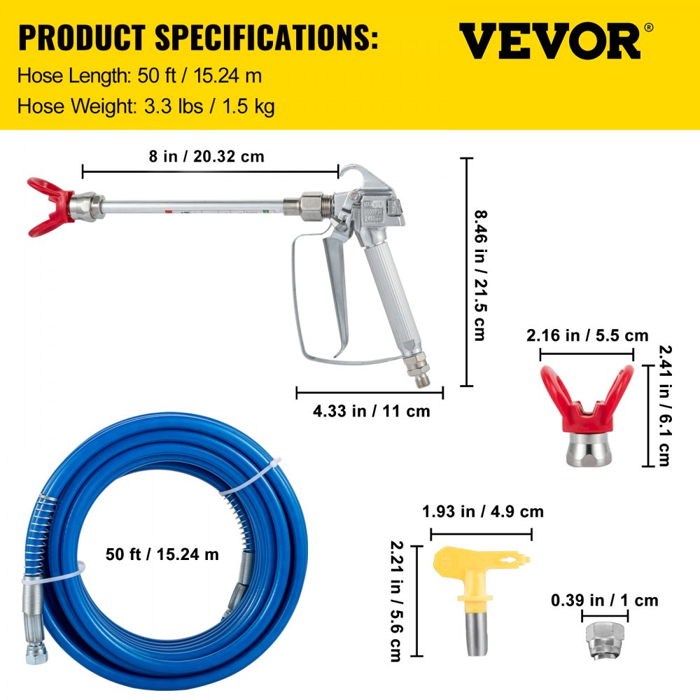 AMITOOLS Airless Paint Spray Hose Kit 50ft 1/4