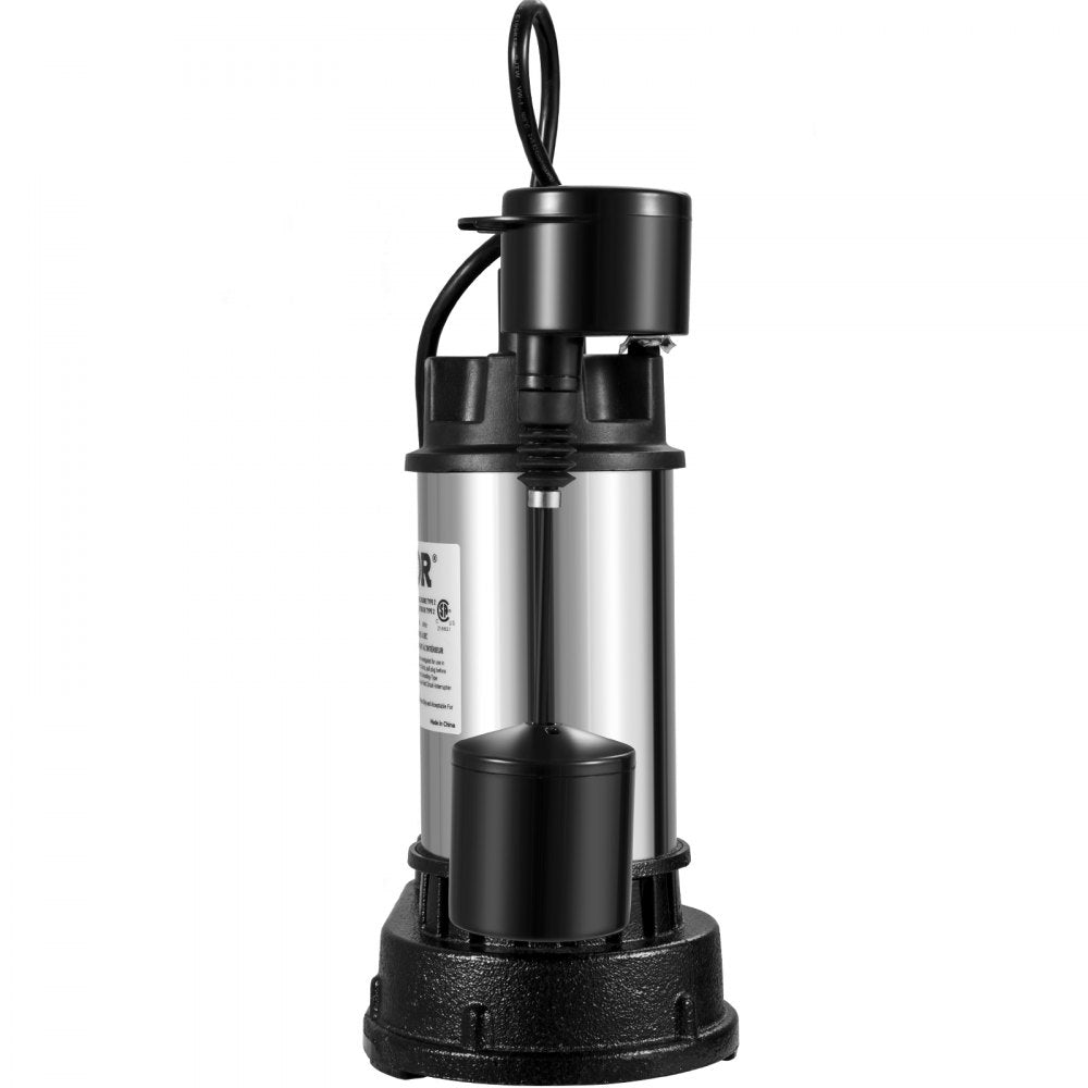 AMITOOLS 1.5 HP Submersible Cast Iron and Steel Sump Pump, 6000 GPH Submersible Water Pump with Integrated Vertical Float Switch, for Basement Water Basin and Flooding Area