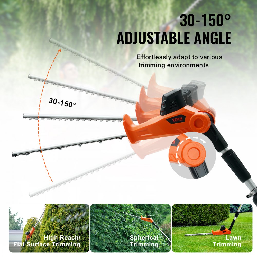 AMITOOLS 20V Cordless Hedge Trimmer, 18 inch Double-edged Steel Blade, Pole Hedge Trimmer Kit 20V Battery, Fast Charger Included, 74