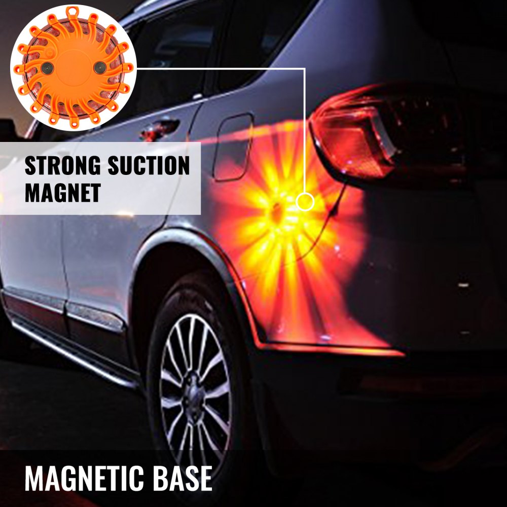 AMITOOLS6pc Road Flares Emergency Lights Flashing Light Safety Beacon Magnetic W/ Bag