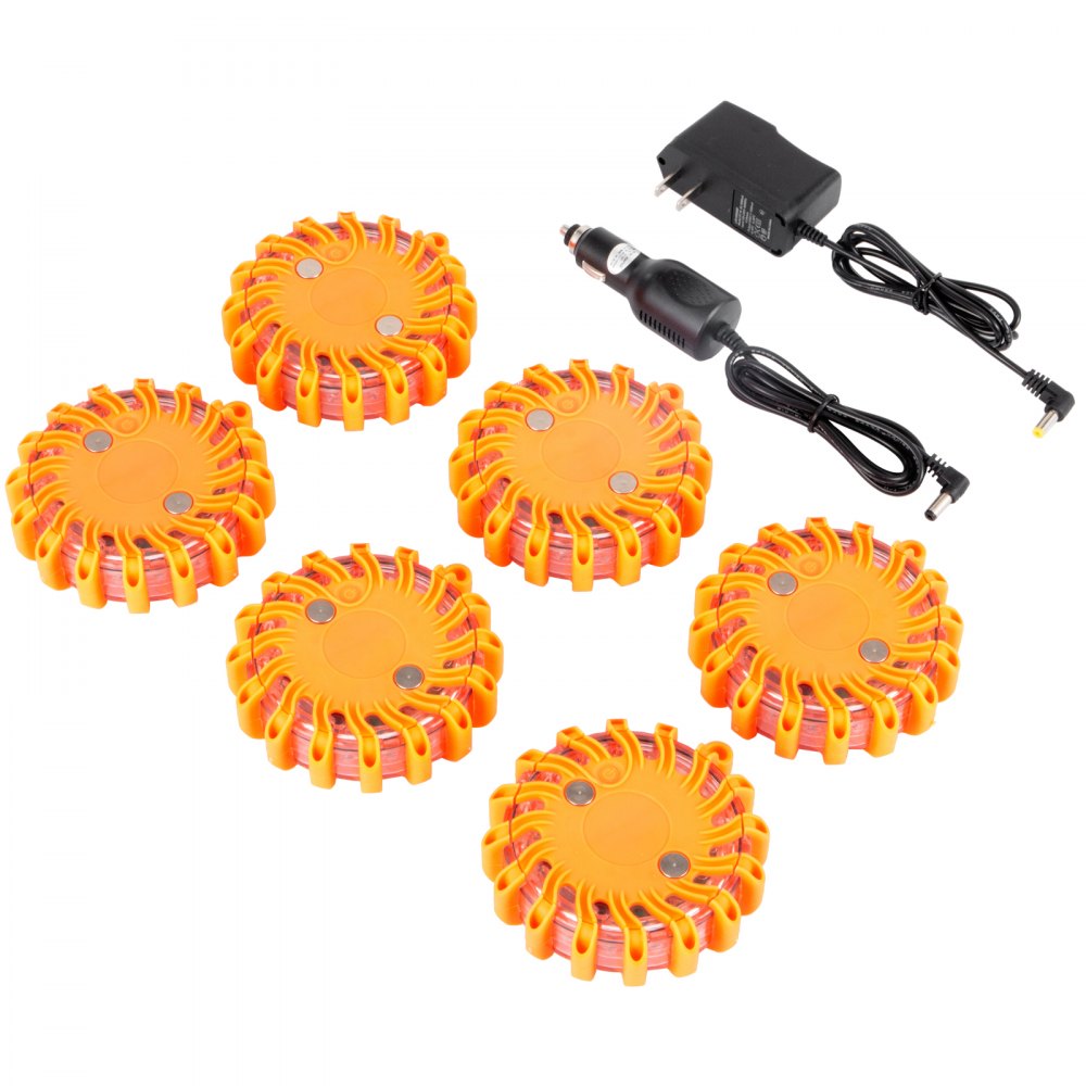 AMITOOLS6pc Road Flares Emergency Lights Flashing Light Safety Beacon Magnetic W/ Bag