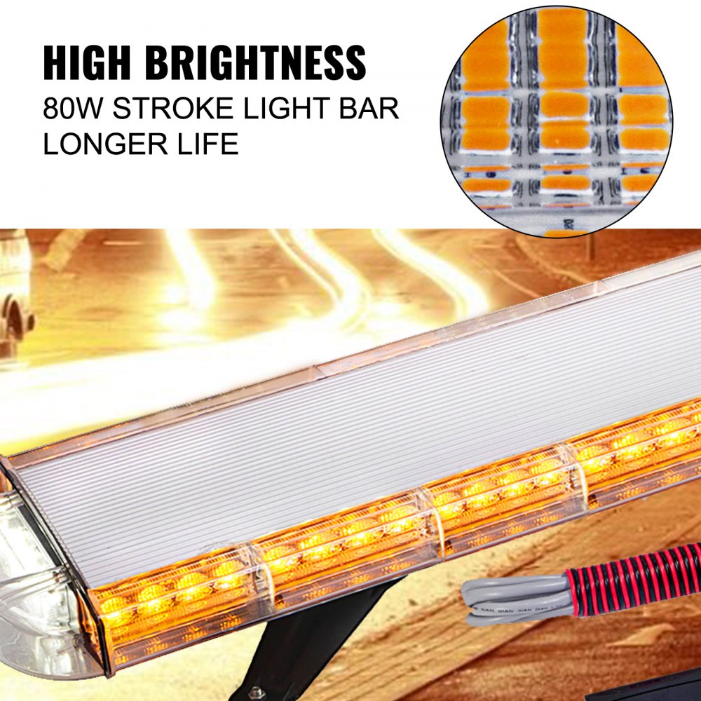 AMITOOLS80W Strobe Light Bar Amber White Emergency Beacon Warn Tow Truck Response