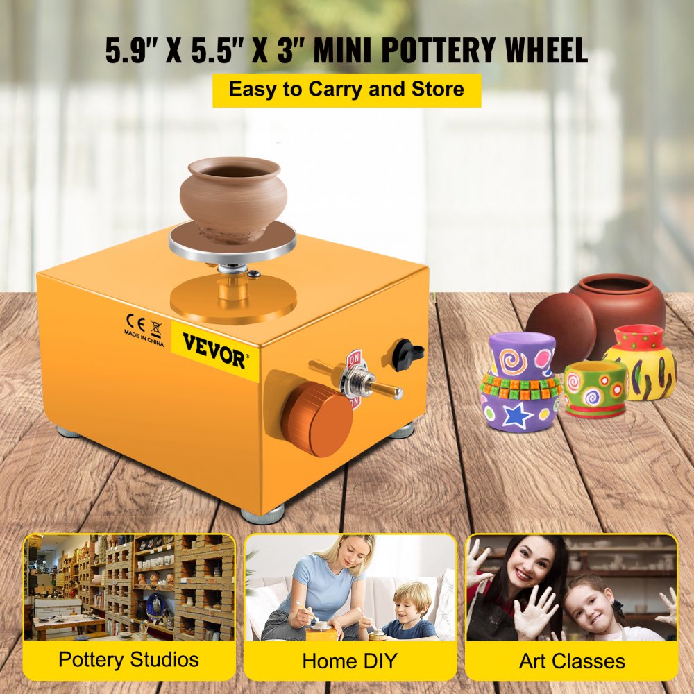 AMITOOLS Mini Pottery Wheel 30W Ceramic Wheel Adjustable Speed Clay Machines Electric Sculpting Kits with 3 Turntables Trays and 16pcs Tools for Art Craft Work Molding Gift and Home DIY