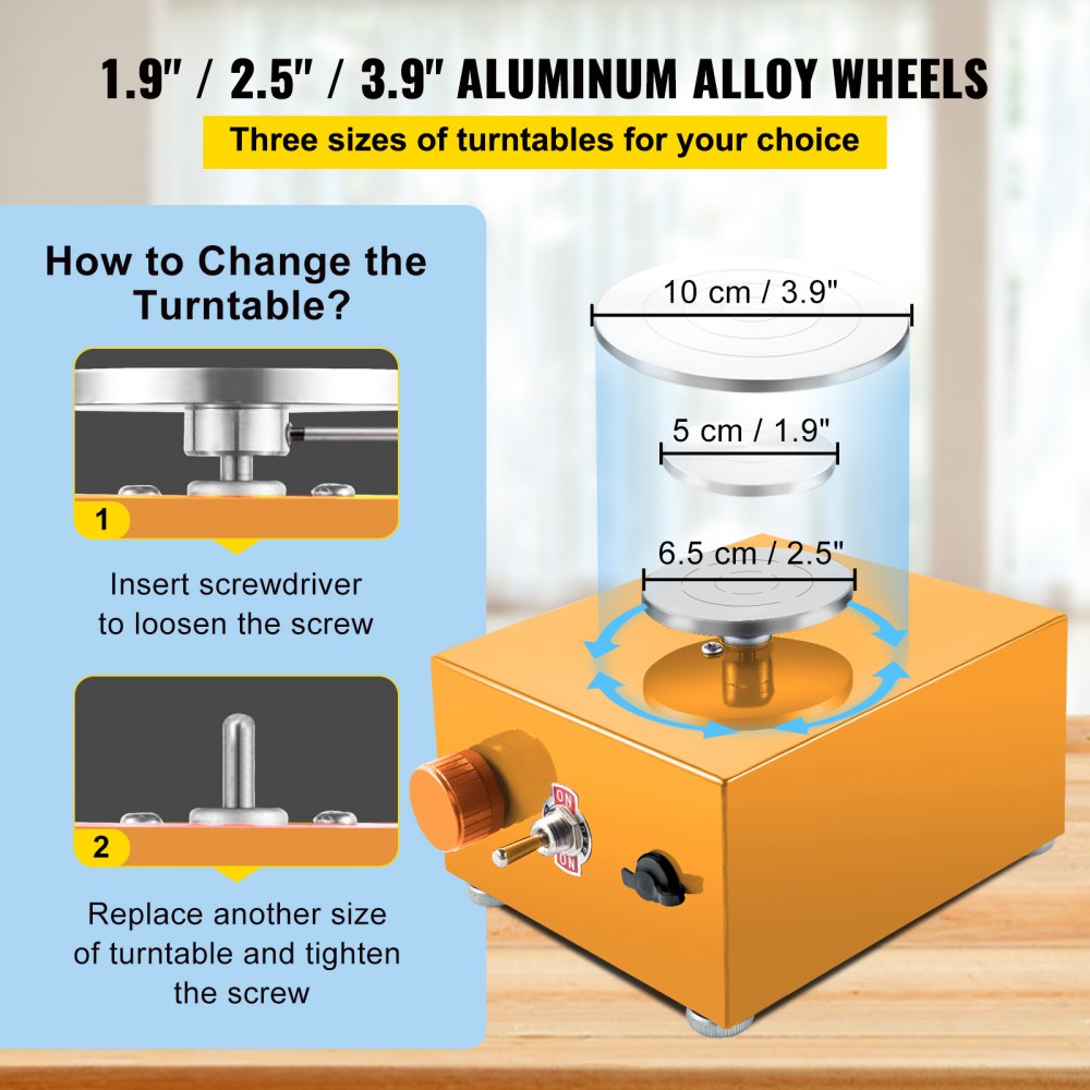 AMITOOLS Mini Pottery Wheel 30W Ceramic Wheel Adjustable Speed Clay Machines Electric Sculpting Kits with 3 Turntables Trays and 16pcs Tools for Art Craft Work Molding Gift and Home DIY