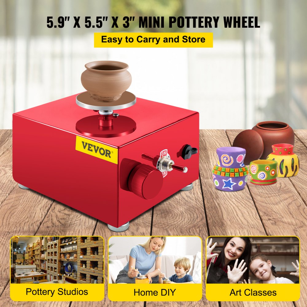 AMITOOLS Mini Pottery Wheel 30W Ceramic Wheel Adjustable Speed Clay Machines Electric Sculpting Kits with 3 Turntables Trays and 16pcs Tools for Art Craft Work Molding Gift and Home DIY