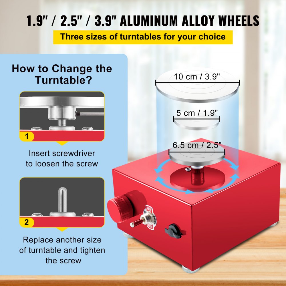 AMITOOLS Mini Pottery Wheel 30W Ceramic Wheel Adjustable Speed Clay Machines Electric Sculpting Kits with 3 Turntables Trays and 16pcs Tools for Art Craft Work Molding Gift and Home DIY