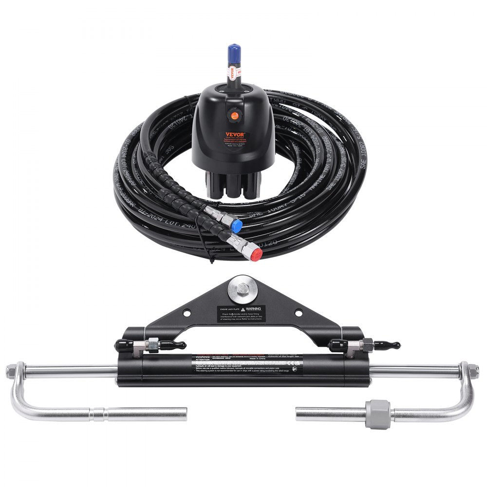 AMITOOLS Hydraulic Outboard Steering Kit, 150HP, Marine Boat Hydraulic Steering System, with Helm Pump Two-Way Lock Cylinder and 26 Feet Hydraulic Steering Hose, for Single Station Single-Engine Boats