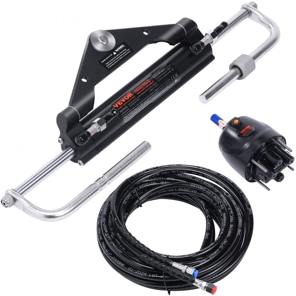 AMITOOLS Hydraulic Outboard Steering Kit, 150HP, Marine Boat Hydraulic Steering System, with Helm Pump Two-Way Lock Cylinder and 26 Feet Hydraulic Steering Hose, for Single Station Single-Engine Boats