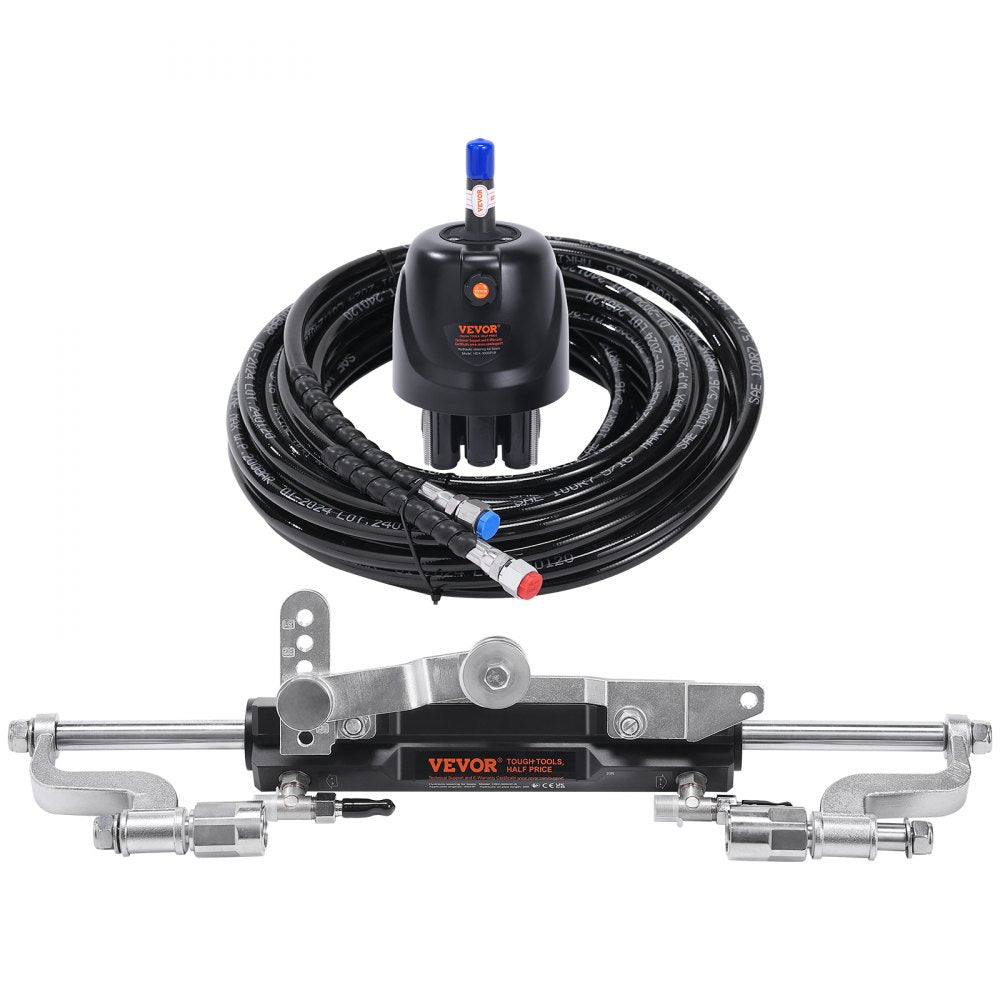 AMITOOLS Hydraulic Outboard Steering Kit, 300HP, Marine Boat Hydraulic Steering System, with Helm Pump Two-Way Lock Cylinder and 26 Feet Hydraulic Steering Hose, for Single Station Single-Engine Boats