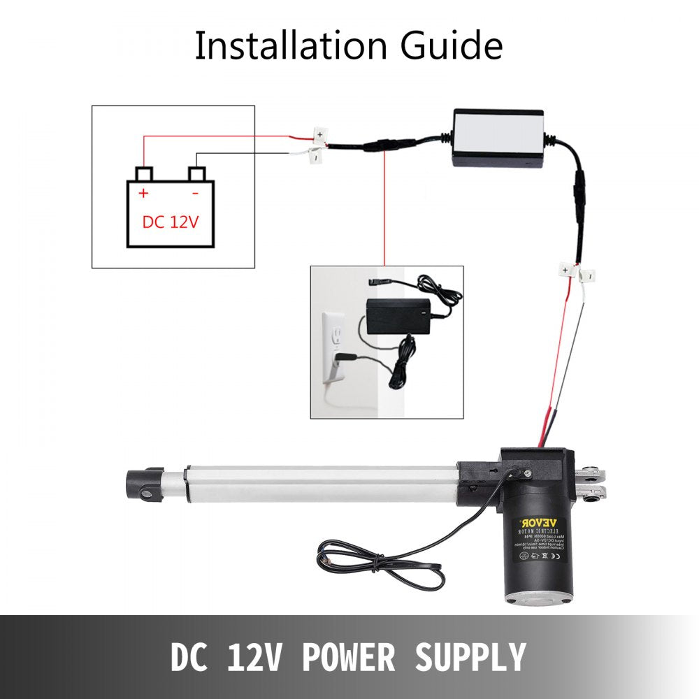 AMITOOLS 10 Inch Stroke Electric Actuators DC 12V with Mounting Bracket Heavy Duty 6000N/1320LB Actuators for Recliner TV Table Lift Massage Bed Electric Sofa