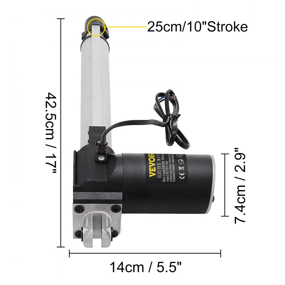 AMITOOLS 10 Inch Stroke Electric Actuators DC 12V with Mounting Bracket Heavy Duty 6000N/1320LB Actuators for Recliner TV Table Lift Massage Bed Electric Sofa