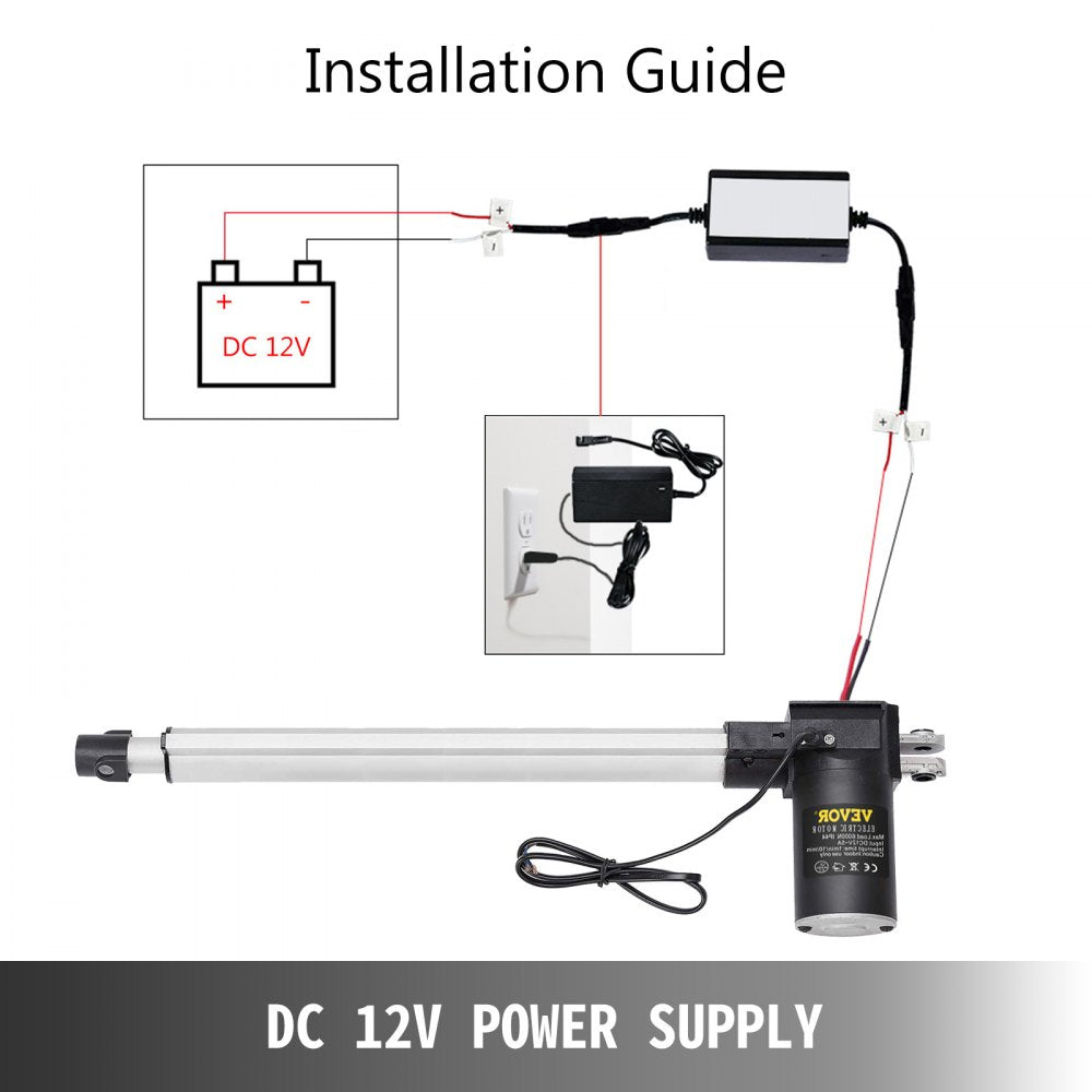 AMITOOLS 16 Inch Stroke Electric Actuators DC 12V with Mounting Bracket Heavy Duty 6000N/1320LB Actuators for Recliner TV Table Lift Massage Bed Electric Sofa