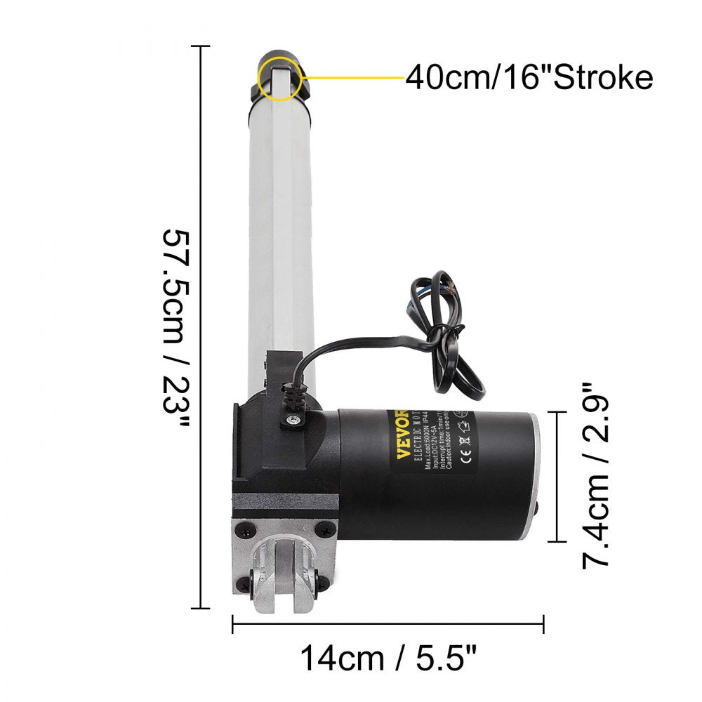 AMITOOLS 16 Inch Stroke Electric Actuators DC 12V with Mounting Bracket Heavy Duty 6000N/1320LB Actuators for Recliner TV Table Lift Massage Bed Electric Sofa