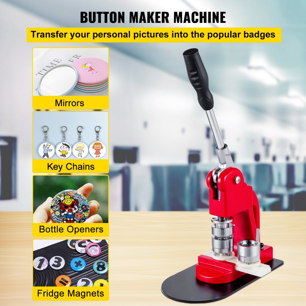 AMITOOLS Button Badge Maker Machine 25mm（1 in）DIY Pin Button Maker Machine with1000 Pcs Button Parts & Circle Cutter Installation-Free Button Press Kit for Idol, JK, School,Kids