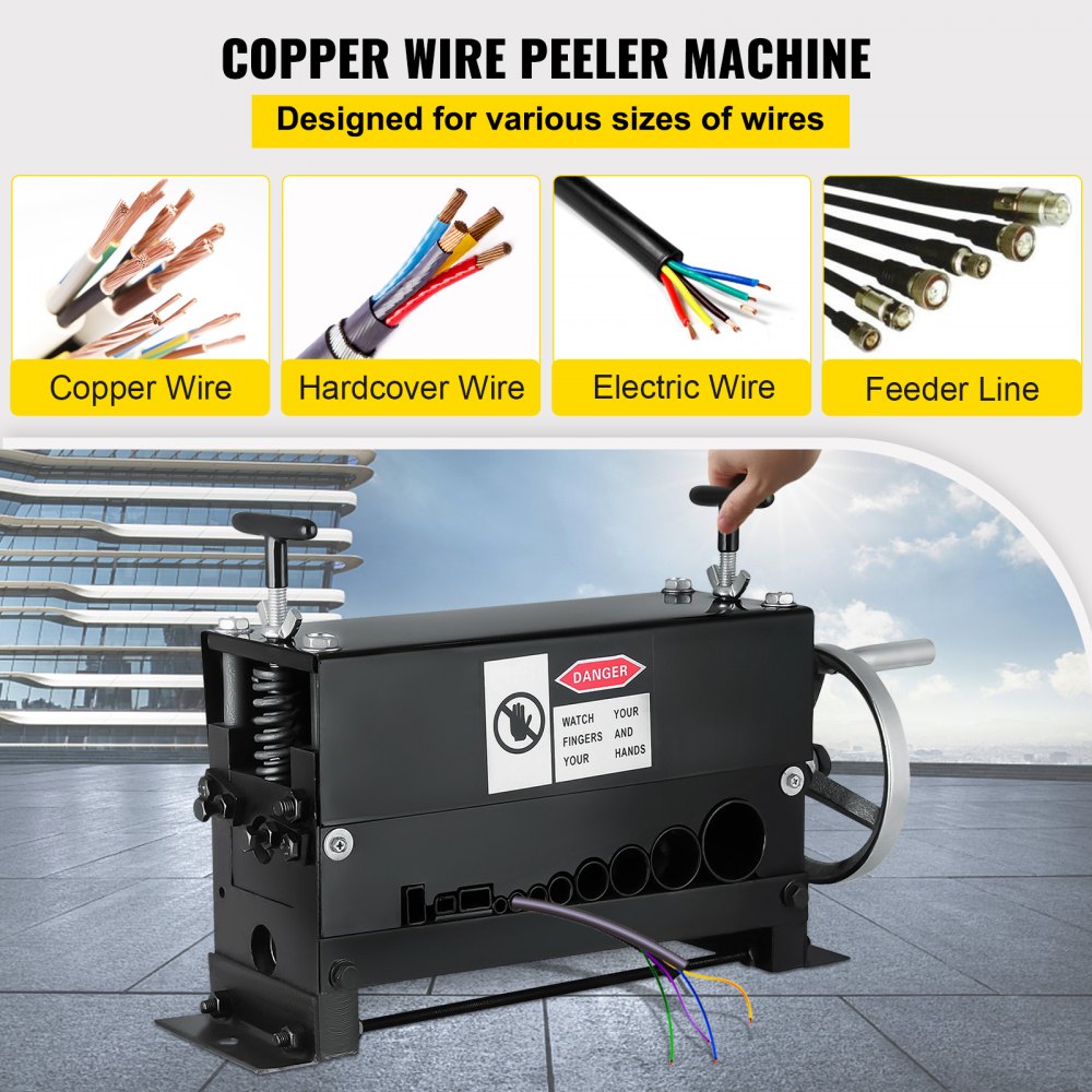 AMITOOLS Cable Wire Stripping Machine Φ1.5mm~Φ20mm Wire Stripping Machine 10 Channels Wire Stripping Machine Tool Manual Hand Cranked Industrial Wire Stripping Recycle (10 Channels)