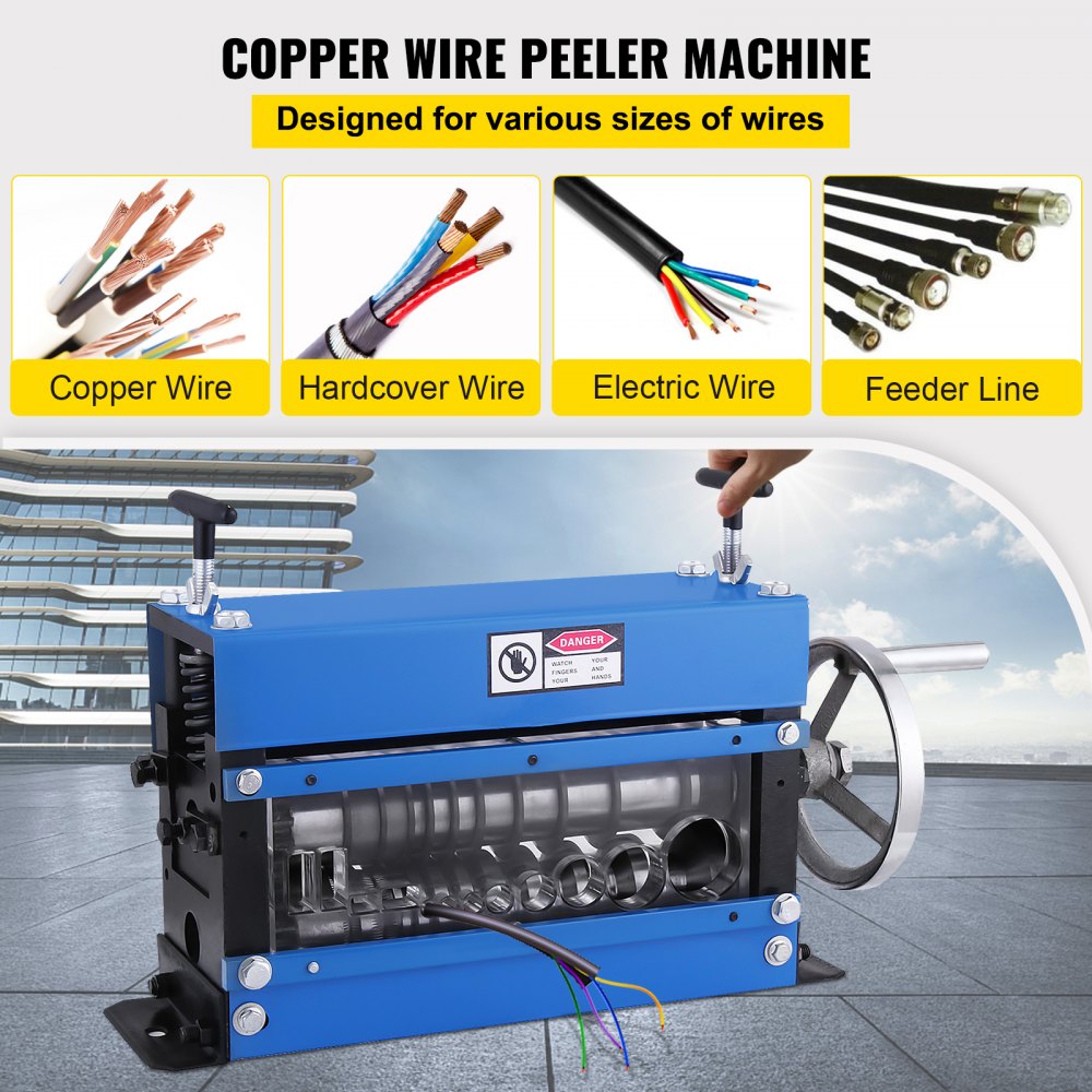 AMITOOLS Wire Stripping Machine DA 0.06 inch -1.5 inch,Manual Wire Stripping Machine 11 Channels 10 Cutting Blades,Wire Stripper Machine Manual Hand Cranked,for Stripping Scrap Copper Wire