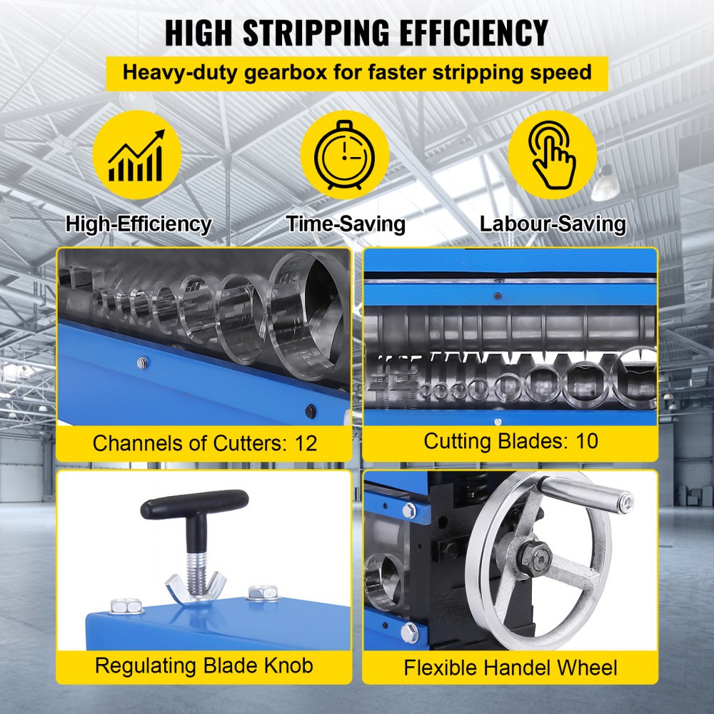 AMITOOLS Wire Stripping Machine DA 0.06 inch -1.5 inch,Manual Wire Stripping Machine 11 Channels 10 Cutting Blades,Wire Stripper Machine Manual Hand Cranked,for Stripping Scrap Copper Wire