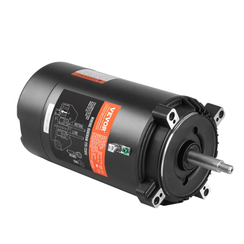 AMITOOLS 0.75 HP Pool Pump Motor, 56J Frame, 115V(8 Amps)/230V(4 Amps) 3450 RPM, 60Hz, 1.5 Service Factor, 80μF/250V Capacitor, CCW Rotation Round Flange Replacement Motor