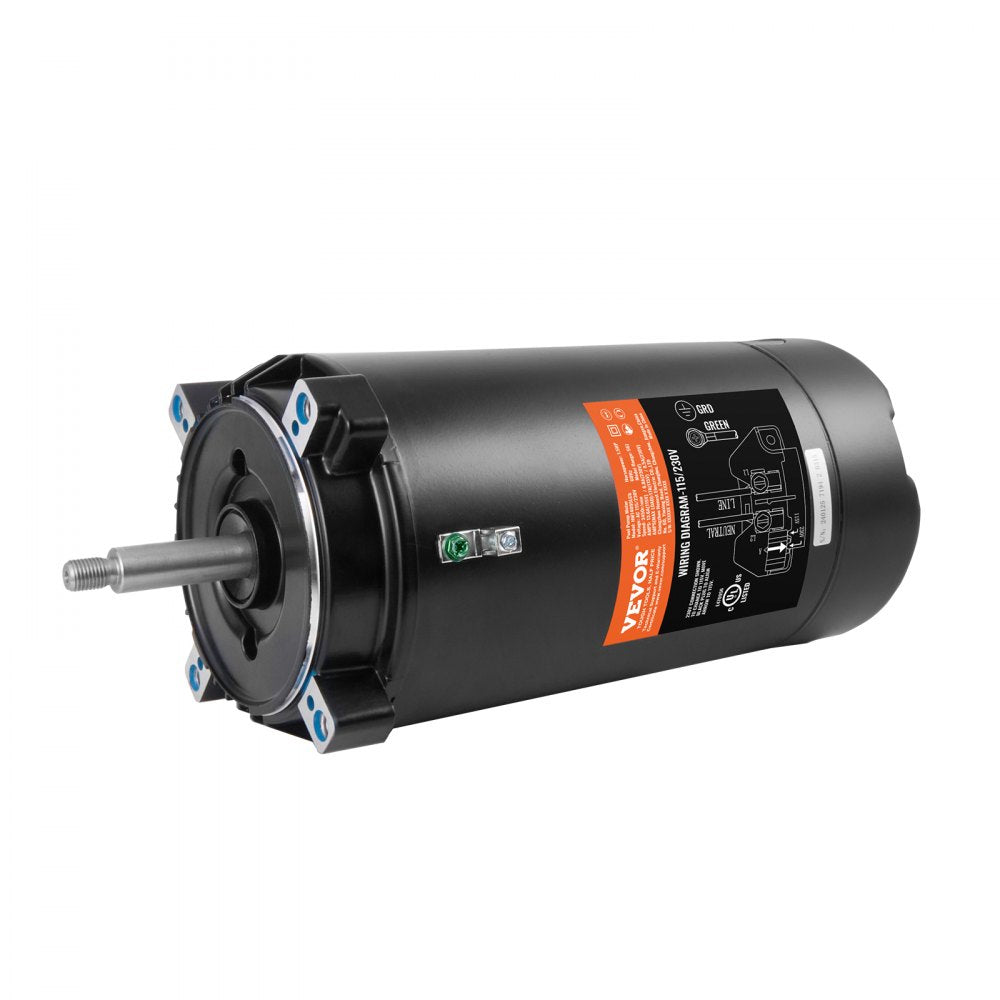 AMITOOLS 1.5 HP Pool Pump Motor, 56J Frame, 115V(13.6 Amps)/230V(6.8 Amps) 3450 RPM, 60Hz, 1.3 Service Factor, 90μF/250V Capacitor, CCW Rotation Round Flange Replacement Motor