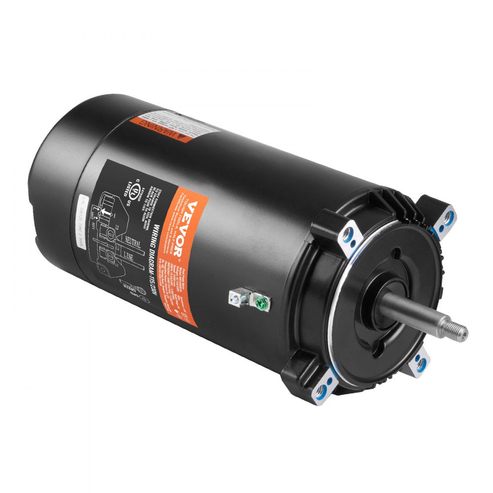 AMITOOLS 1.5 HP Pool Pump Motor, 56J Frame, 115V(13.6 Amps)/230V(6.8 Amps) 3450 RPM, 60Hz, 1.3 Service Factor, 90μF/250V Capacitor, CCW Rotation Round Flange Replacement Motor