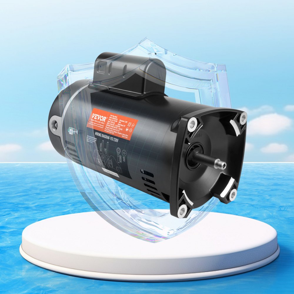 AMITOOLS 1.5HP Pool Pump Motor 115/230V 12.8/6.4A 56Y 3450RPM 90μF/250V Capacitor