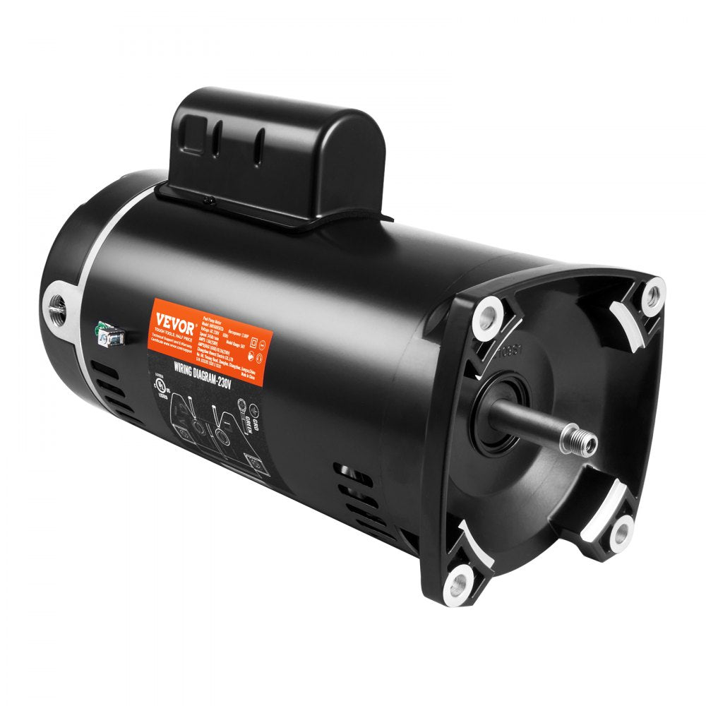 AMITOOLS 2 HP Pool Pump Motor, 56Y Frame, 230V (7.8 Amps) 3450 RPM, 60Hz, 1.3 Service Factor, 50μF/250V Capacitor, CCW Rotation Square Flange Replacement Motor