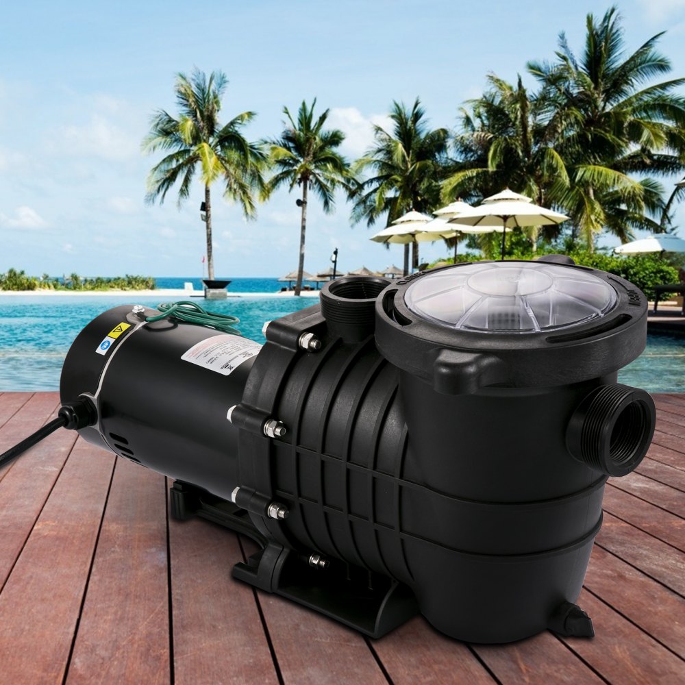 AMITOOLSSwimming Pool Pump 1HP, Dual Voltage 110V 220V, 5544GPH, Powerful Pump for Above Ground Pool Water Circulation, with Strainer Basket, 2pcs 1-1/2'' NPT Connectors Tested to UL Standards