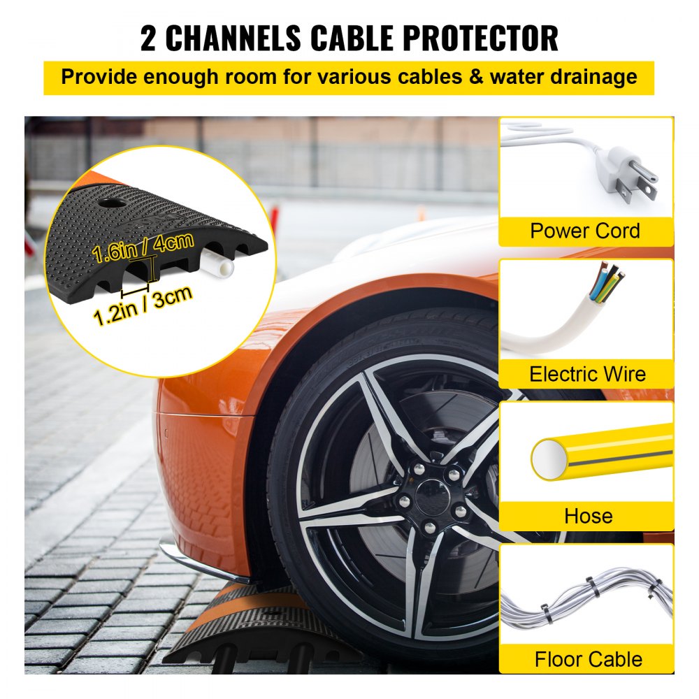 AMITOOLS Rubber Speed Bump, 1 Pack 2 Channel Speed Bump Hump, 72.8