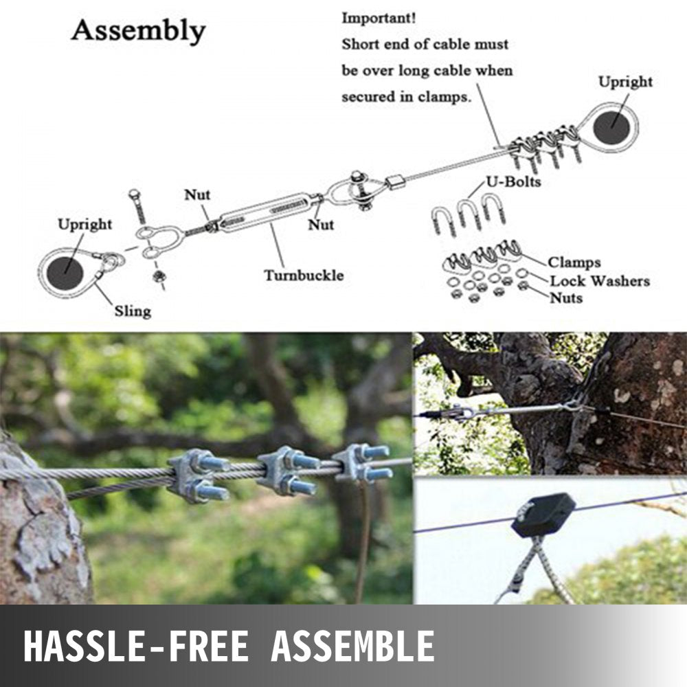 AMITOOLSSeated Zipline Kit - 80 feet - Outdoor Fun Toys