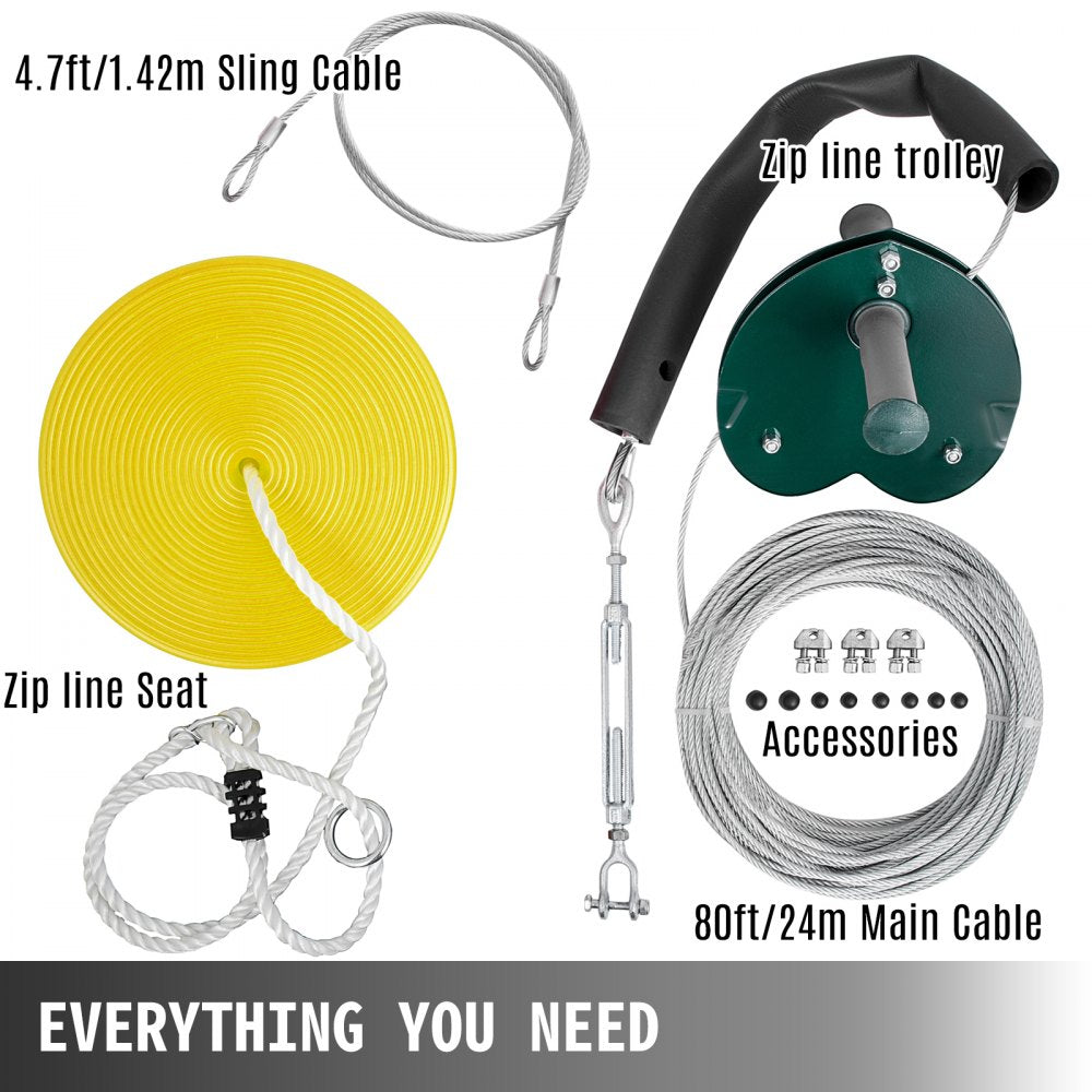 AMITOOLSSeated Zipline Kit - 80 feet - Outdoor Fun Toys