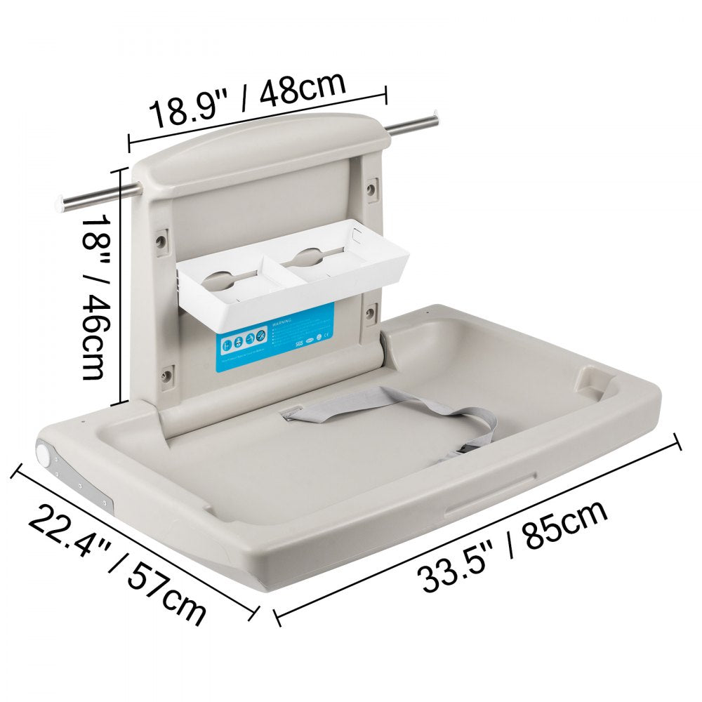 AMITOOLS Horizontal Baby Changing Table Wall-mounted Baby Diaper Changing Station Vertical Fold Down Baby Changing Table