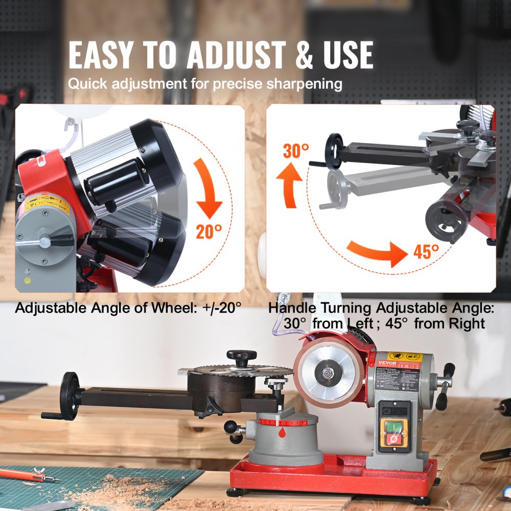 AMITOOLS Circular Saw Blade Sharpener, 370W Saw Blade Grinding with Water Injection, Water Injection Circular Saw Blade Sharpening & 6 Saw Centerings, 5-inch Grinding Wheel for Carbide Tipped Saw Blades