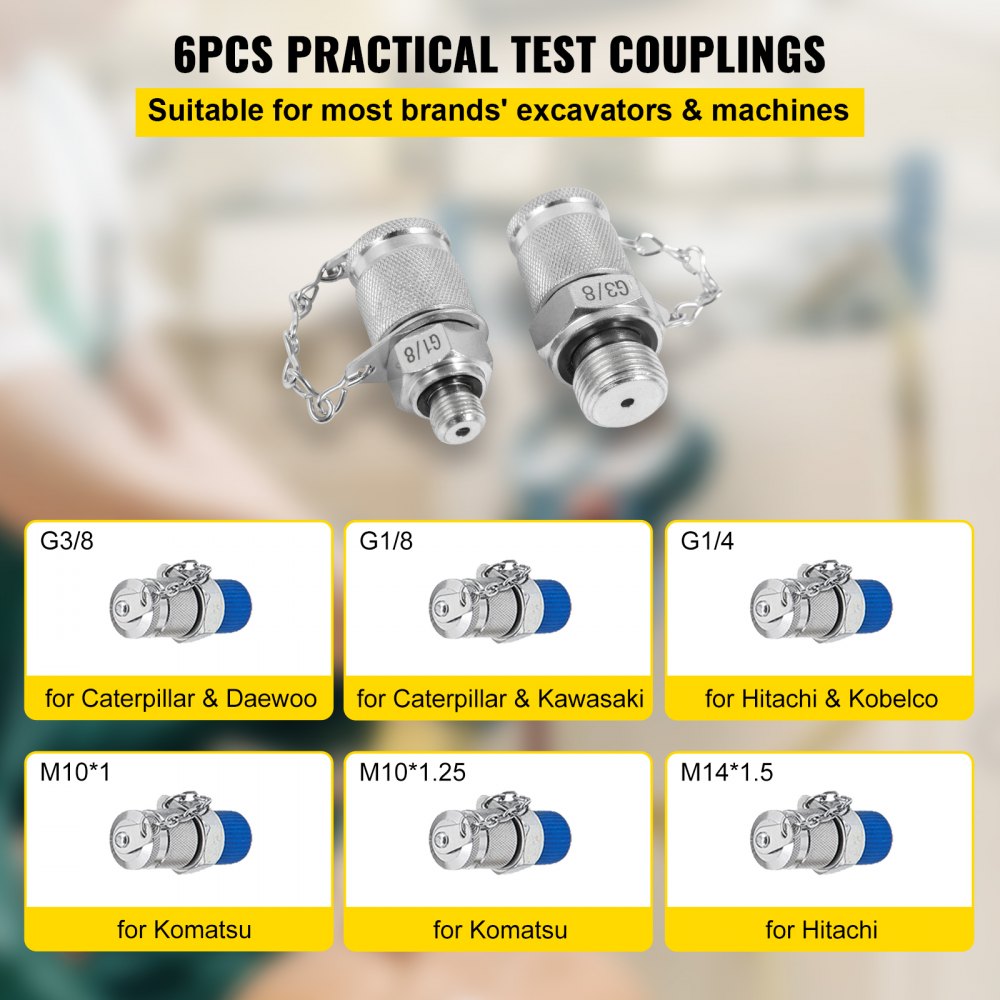 AMITOOLS Hydraulic Pressure Test Kit 25/40/60Mpa 8700PSI Hydraulic Pressure Tester Test Kit for Excavator Machinery