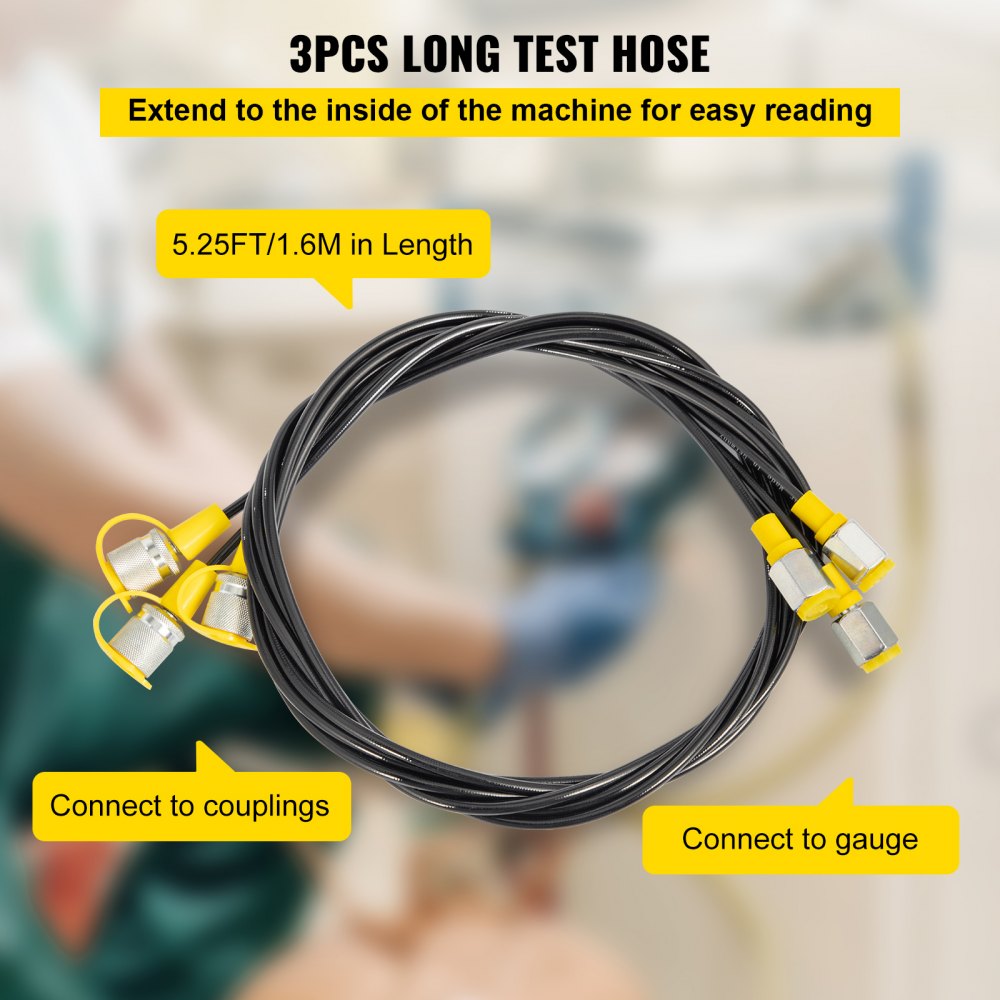 AMITOOLS Hydraulic Pressure Test Kit, 25/40/60Mpa/9Couplings, Excavator Parts Hydraulic Tester Coupling Hydraulic Pressure Gauge Kit for Excavator Construction Machinery