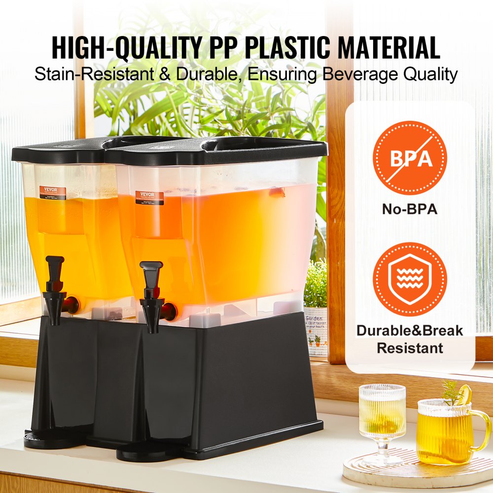 AMITOOLS Beverage Dispenser, 3 Gallon x 2 Drink Dispensers for Parties, Plastic Juice Dispenser with Stand Spigot Lid, Iced Tea Lemonade Juice Water Dispenser, for Restaurants, Hotels, Parties