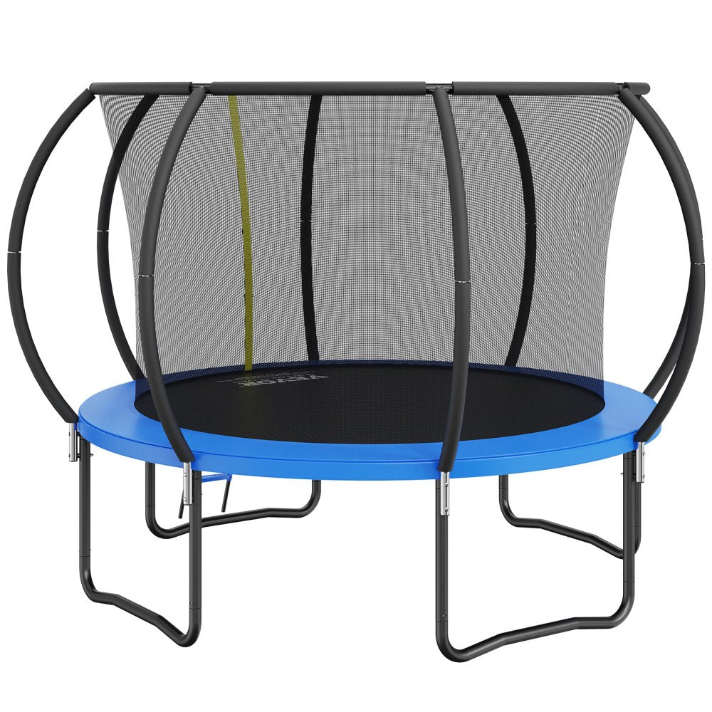 AMITOOLS 10FT Trampoline, 330 lbs Trampoline with Enclosure Net, Ladder, and Curved Pole, Heavy Duty Trampoline with Jumping Mat and Spring Cover Padding, Outdoor Recreational Trampolines for Kids Adults