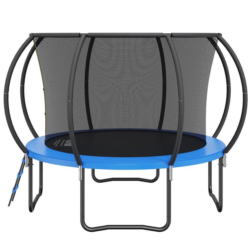 AMITOOLS 10FT Trampoline, 330 lbs Trampoline with Enclosure Net, Ladder, and Curved Pole, Heavy Duty Trampoline with Jumping Mat and Spring Cover Padding, Outdoor Recreational Trampolines for Kids Adults