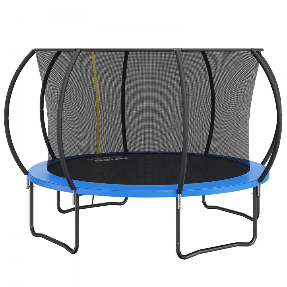 AMITOOLS 12FT Trampoline, 400 lbs Trampoline with Enclosure Net, Ladder, and Curved Pole, Heavy Duty Trampoline with Jumping Mat and Spring Cover Padding, Outdoor Recreational Trampolines for Kids Adults