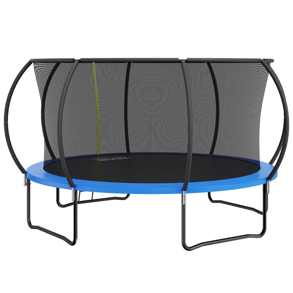 AMITOOLS 14FT Trampoline, 450 lbs Trampoline with Enclosure Net, Ladder, and Curved Pole, Heavy Duty Trampoline with Jumping Mat and Spring Cover Padding, Outdoor Recreational Trampolines for Kids Adults