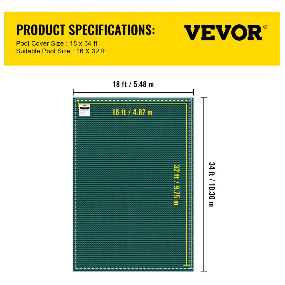 AMITOOLS ft 16x32 Pool Safety Cover, Green