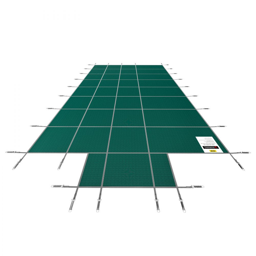 AMITOOLS Pool Safety Cover Fits18x36ft Inground Safety Pool Cover Green Mesh with 4x8ft Center End Steps Solid Pool Safety Cover for Swimming Pool Winter