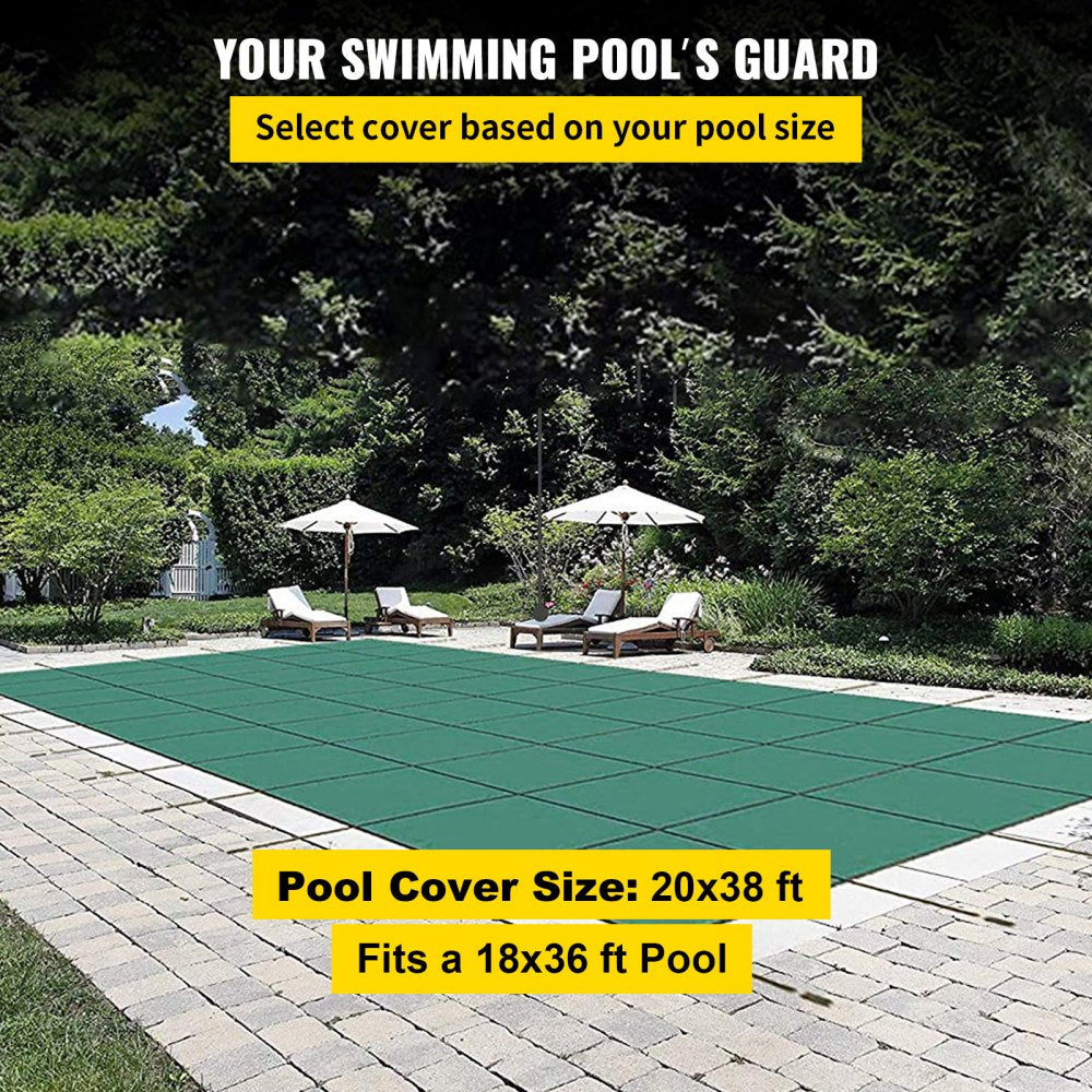 AMITOOLS Pool Safety Cover Fits 20 x 38 ft Rectangle Inground Safety Pool Cover Green Mesh Solid Pool Safety Cover for Swimming Pool Winter Safety Cover