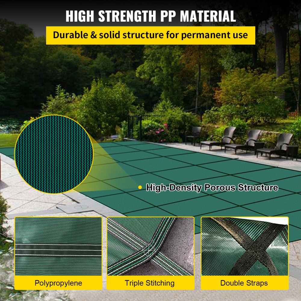 AMITOOLS Pool Safety Cover Fits 20 x 38 ft Rectangle Inground Safety Pool Cover Green Mesh Solid Pool Safety Cover for Swimming Pool Winter Safety Cover