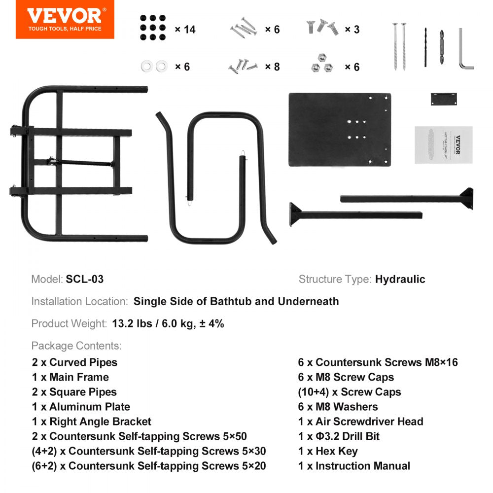 AMITOOLS Hot Tub Cover Lift, Spa Cover Lift, Hydraulic, Height 33.1