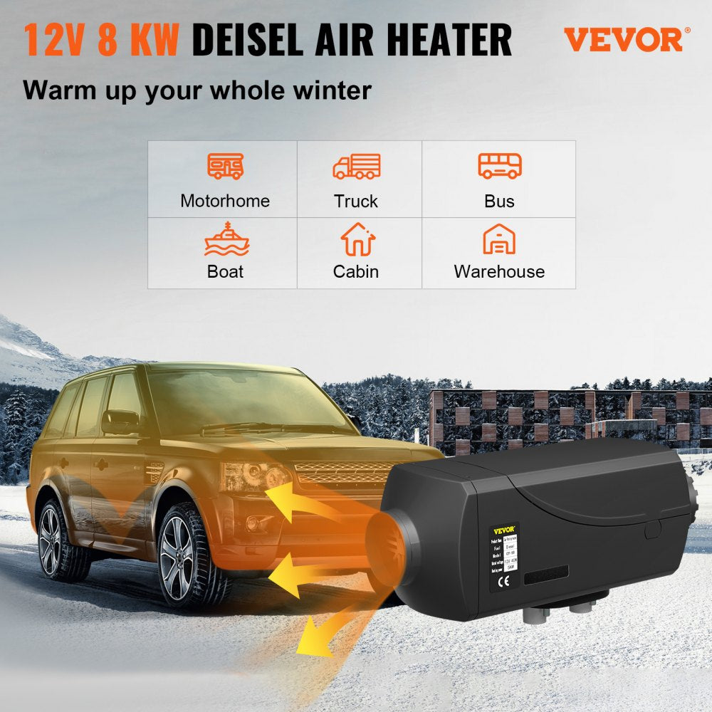 AMITOOLS 5KW Diesel Air Heater 12V Diesel Parking Heater Double Mufflers 5KW Diesel Heater with LCD Thermostat for RV Bus Trailer Motorhome and Boats