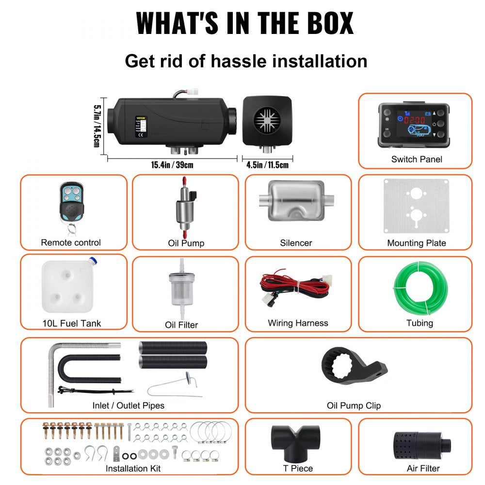 AMITOOLS 5KW Air Diesel Heater 12V Diesel Parking Heater LCD Switch 5KW Diesel Heater Muffler for RV Motorhome Trailer Trucks Boats