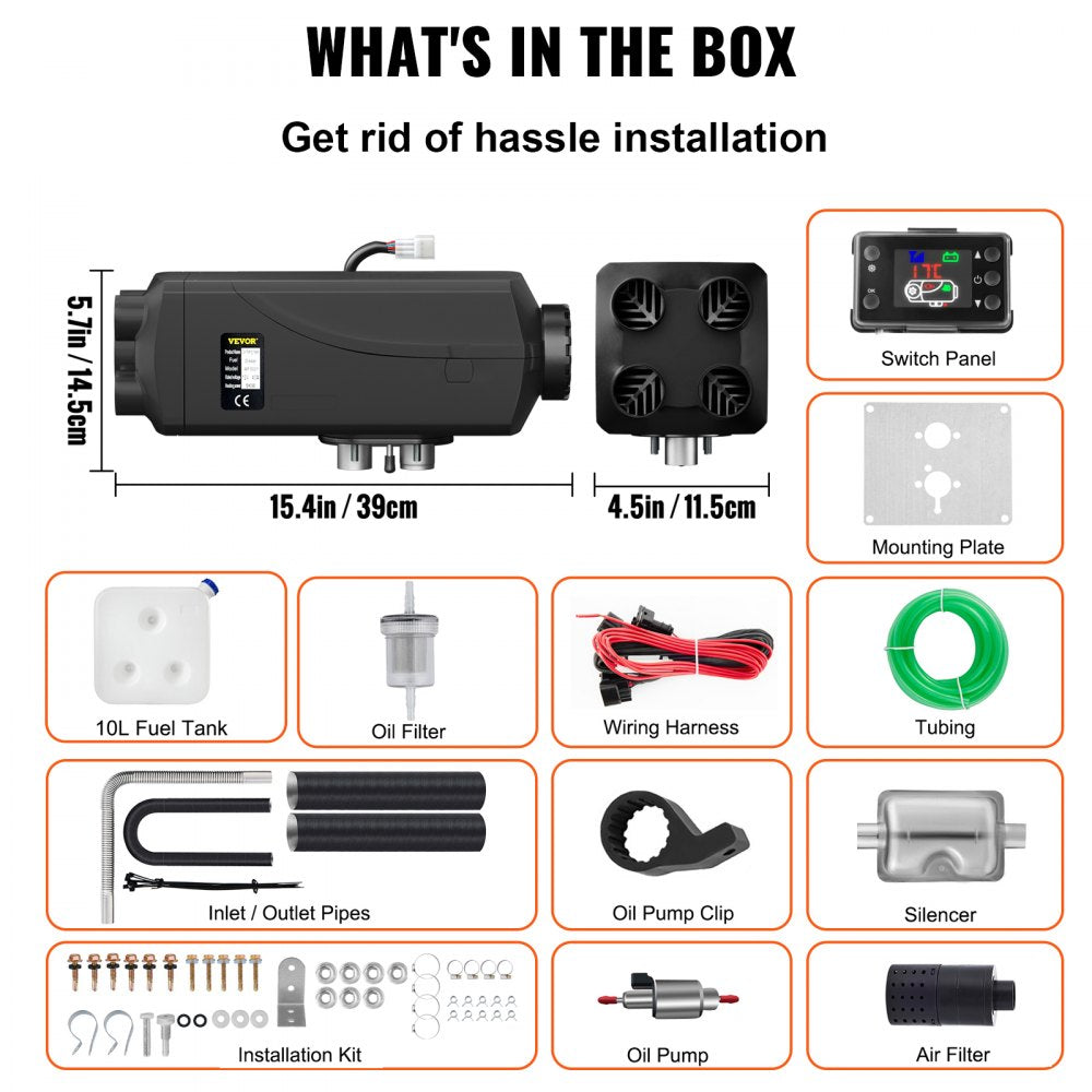 AMITOOLS 8KW Diesel Air Heater Muffler Diesel Heater 12V 10L Tank Diesel Parking Heater 8000W with Lcd Monitor for Boat Bus RV and Trailer, 8KW 12V 10L